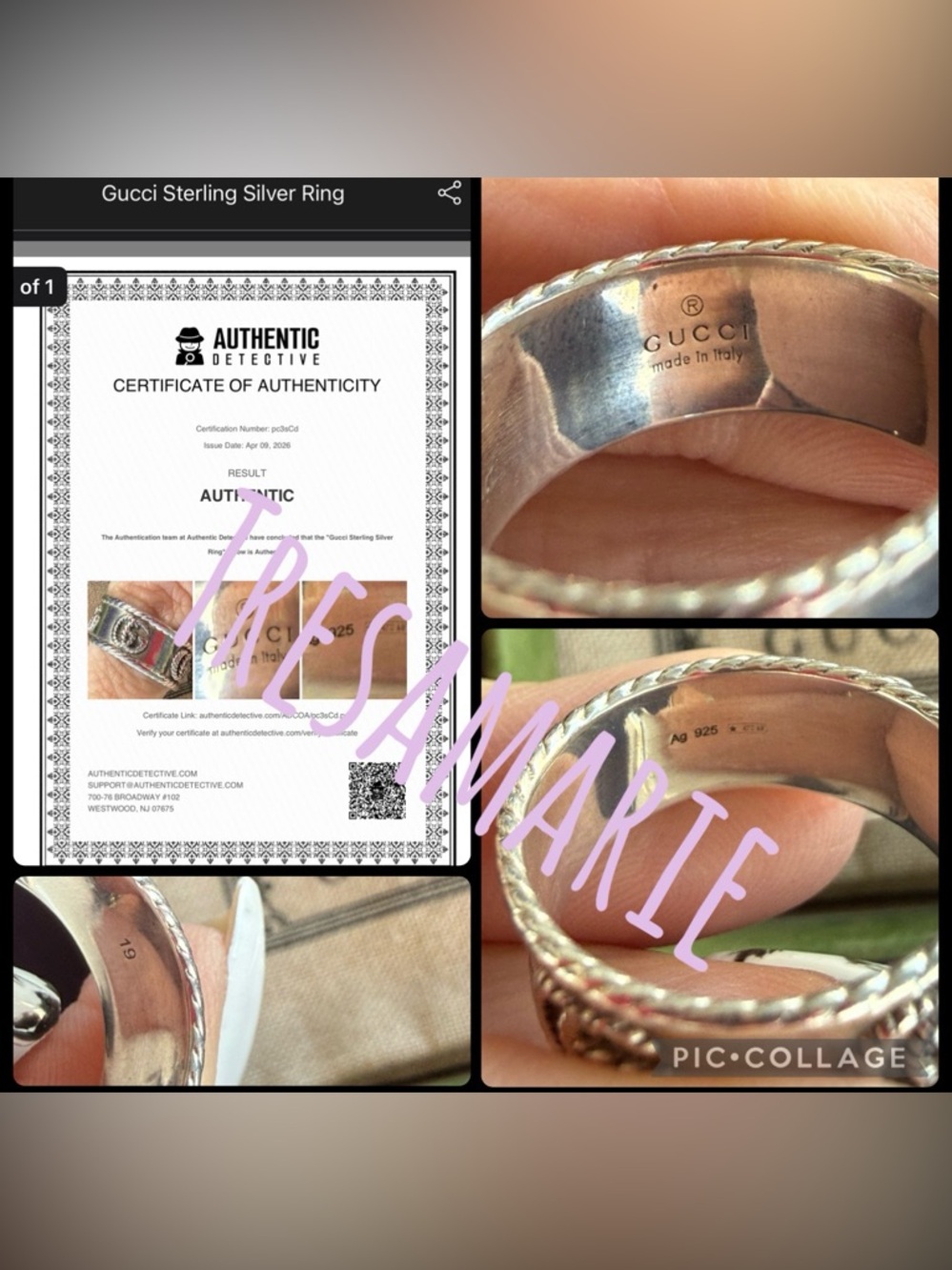 Gucci Braided-Edge Sterling Ring - Silver - Picture 3 of 4